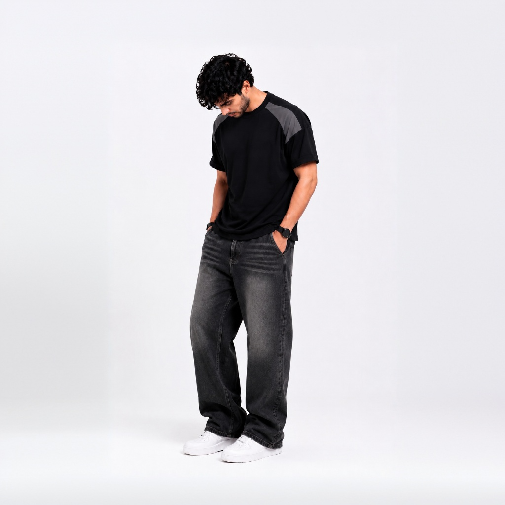 MIDNIGHT PANEL BLACK T-SHIRT